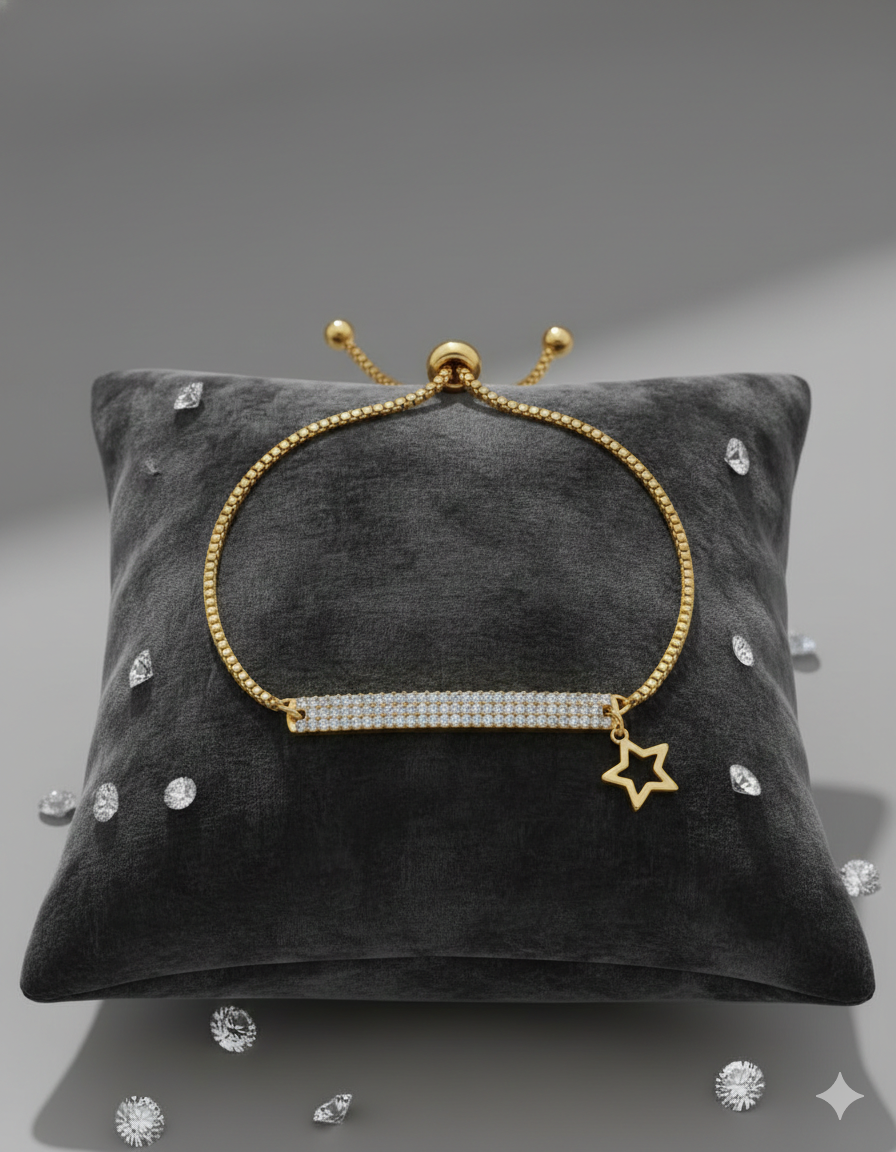 ✨ Handmade Waterproof Stainless Steel Bracelet with High-Quality Stones &amp; Star Charm