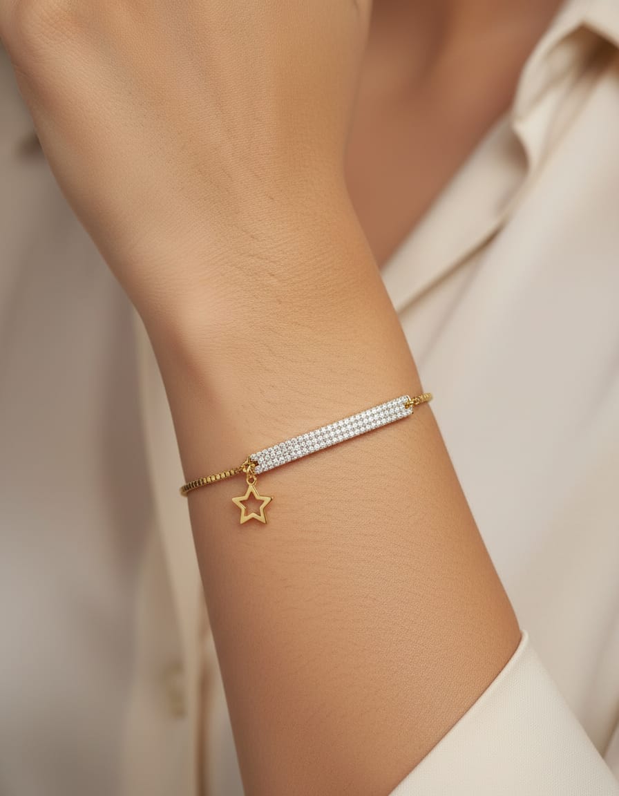 ✨ Handmade Waterproof Stainless Steel Bracelet with High-Quality Stones &amp; Star Charm