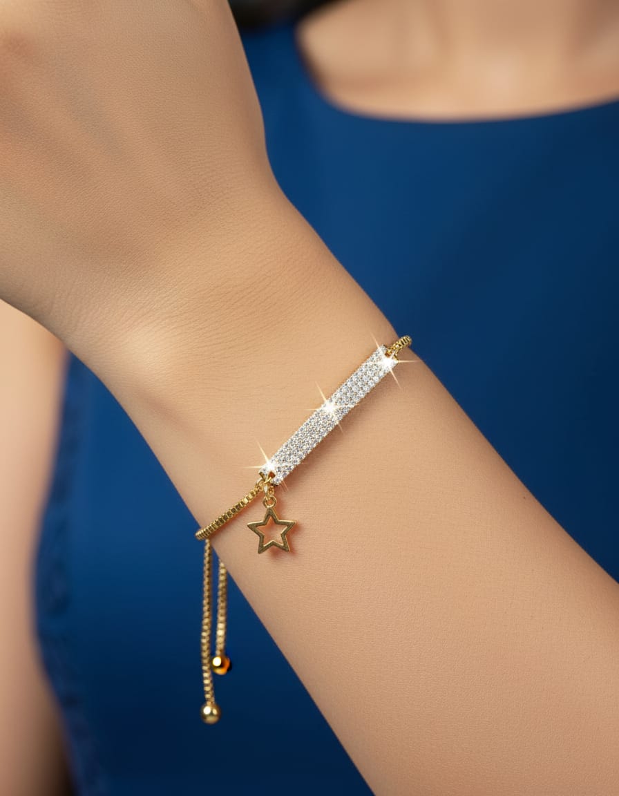 ✨ Handmade Waterproof Stainless Steel Bracelet with High-Quality Stones &amp; Star Charm